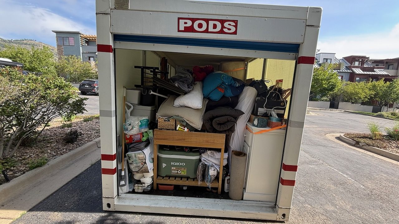 The PODS container, packed to the ceiling