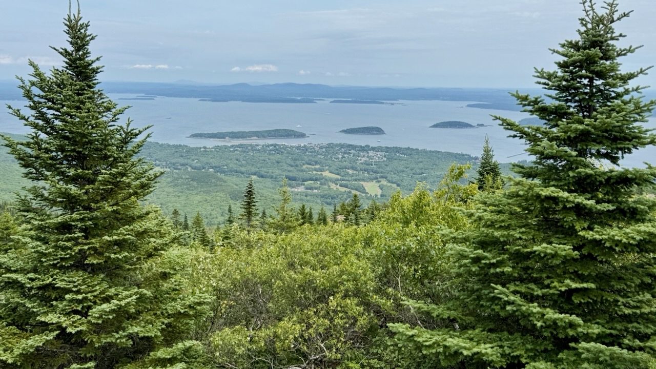 View over Frenchman Bay and its islands from Cadillac Mountain, Acadia National Park
