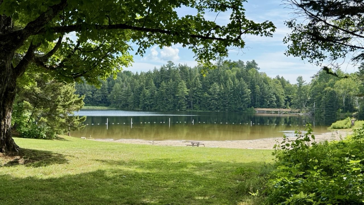 The swimming beach at Hapgood Pond, Vermont
